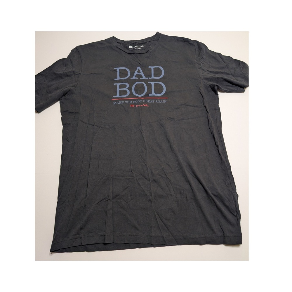 Travis Mathew Mens Dad Bod Make Our Body Great Again Graphic T-Shirt Black L